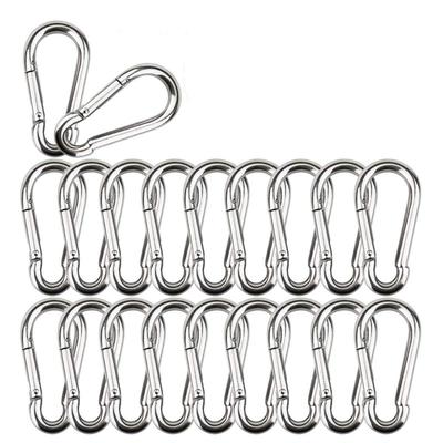 Lissey 304 Stainless Spring Drop 50kg Load Capacity Pack of Carabiner, Steel, Hook, Keychain, Multi-Function Carabiner, Outdoor, Trekking, Protection,
