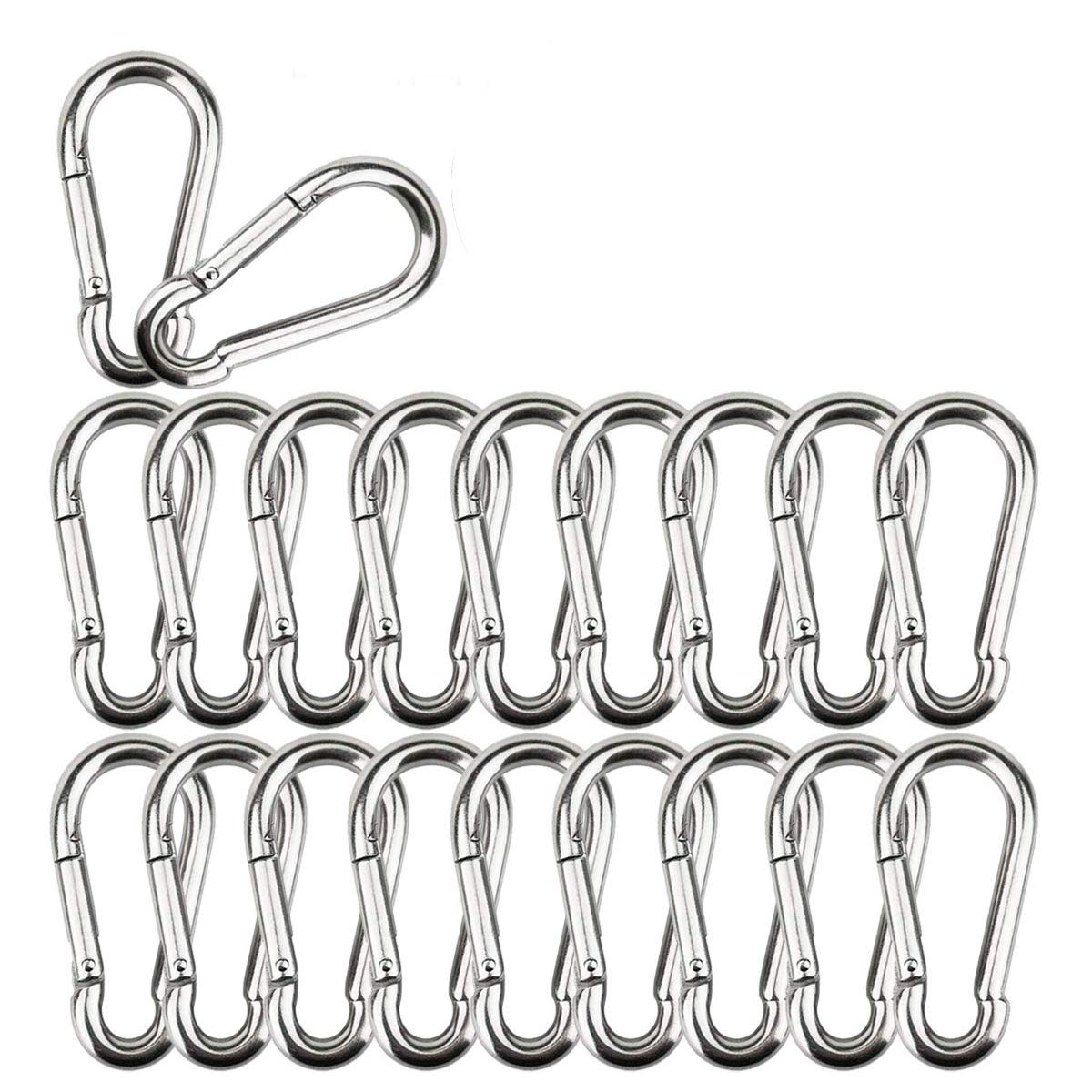 

Lissey 304 Stainless Spring Drop 50kg Load Capacity Pack of Carabiner, Steel, Hook, Keychain, Multi-Function Carabiner, Outdoor, Trekking, Protection,