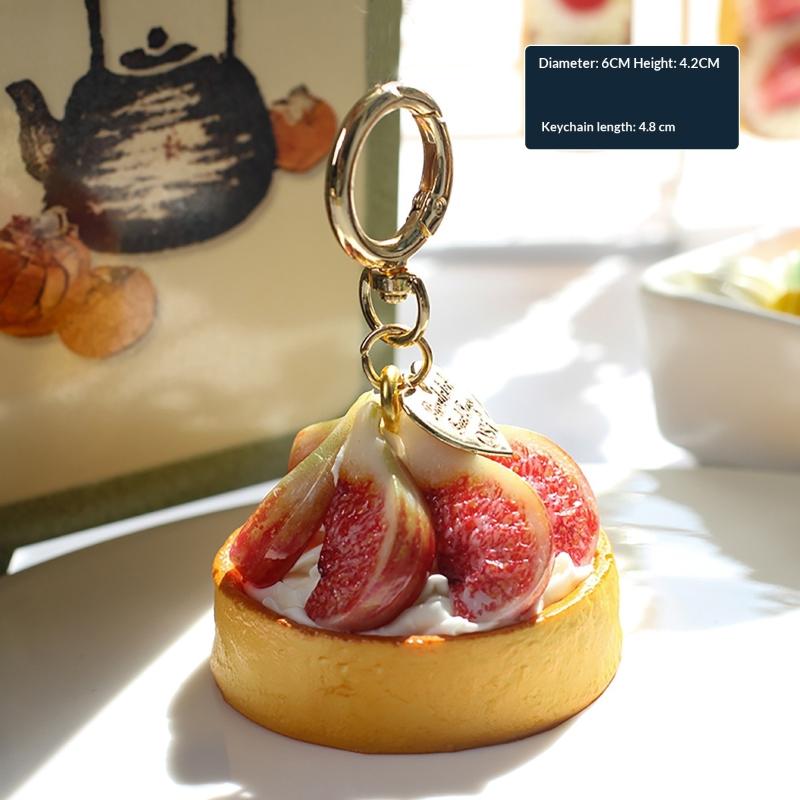 Cute Simulated Fruit Tower Keychain Creativity Desserts Pendant Car Key Ring Backpack Decoration Pendant Accessories Gift