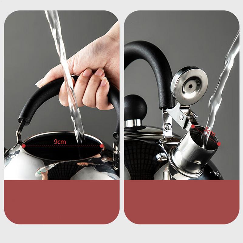Stainless Steel Kettle Stove Top Kettle 3L Whistling Boiling Water Teapot With Handle For Home Kitchen Induction Stovetops