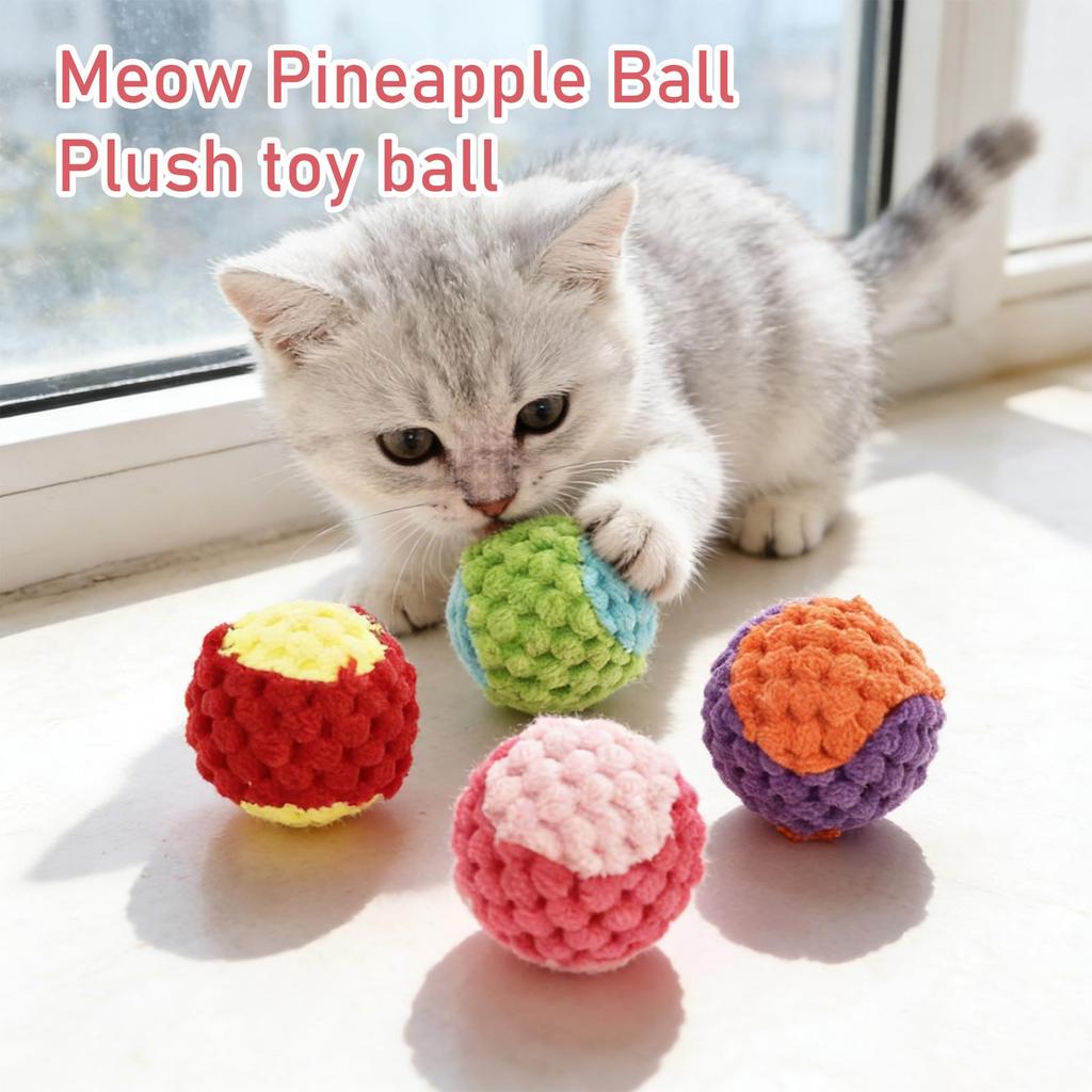 Colorful Plush Cats Toy Balls With Crinkle Sound - Interactive Catnip Toys For Kittens & Cats (Random Colors)