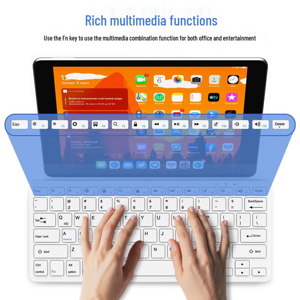 Silent Wireless Bluetooth Keyboard for iPad and Samsung S8 Tablets