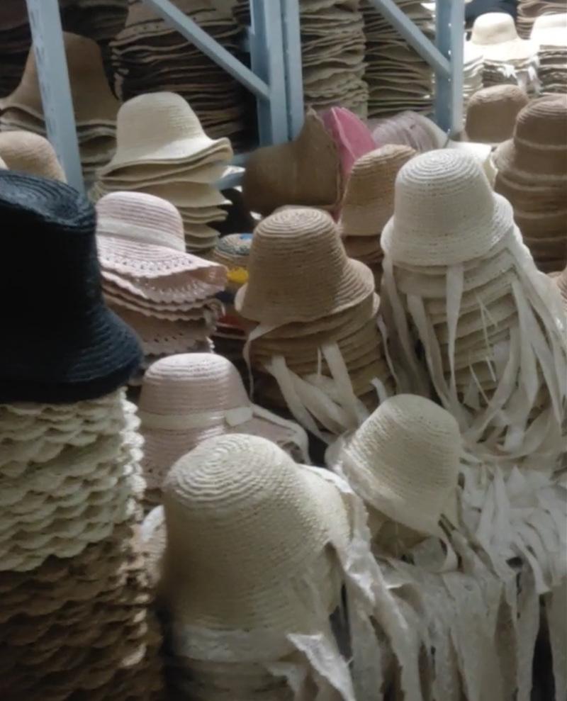 Lace strap children's hat summer boys and girls sun protection beach vacation foldable crochet straw hat