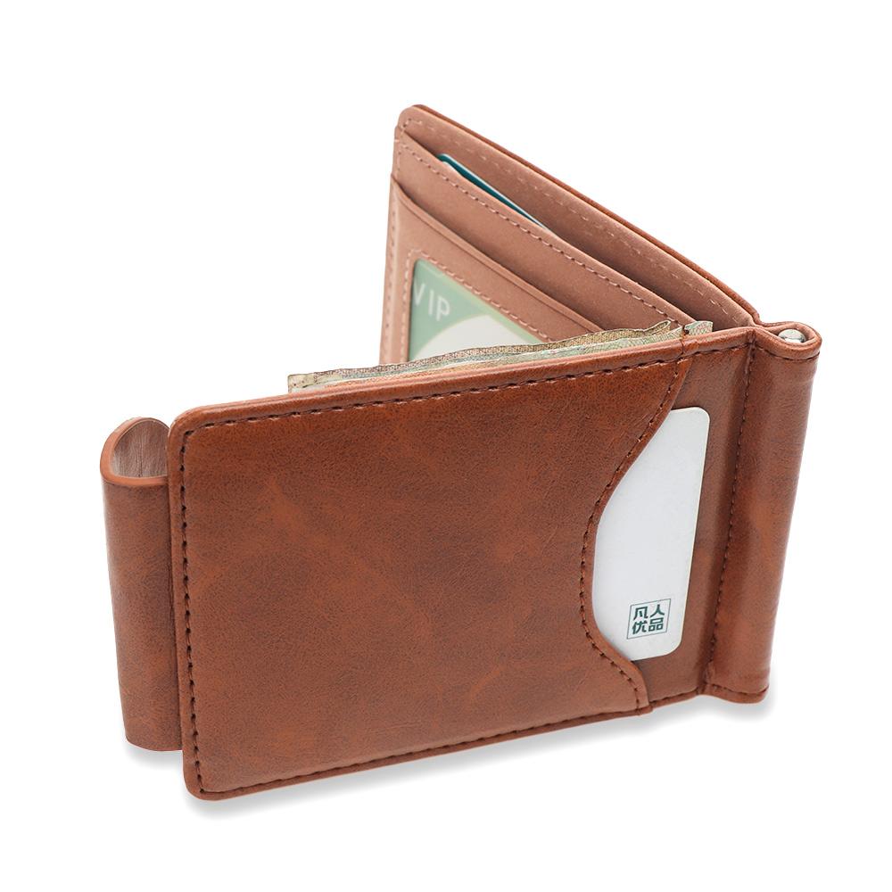 Portable Short Wallet PU Leather Money Clips ID Credit Wallet Card Bag Money Bag