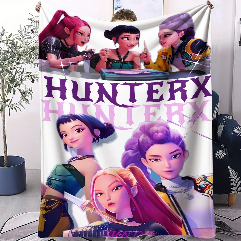 Huntrix K-Pop Fleecedecke Neon Warrior Girlgroup Design Weiche Kuscheldecke für Schlafzimmer Sofa Konzert Merch Ideal für K-Pop Fans Teenager