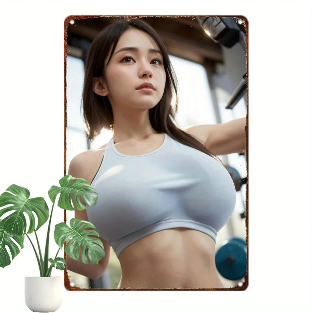 

Vintage Anime Girl Metal Tin Sign Blue Retro Sports Wall Decor 8x12 Inch 20x30cm білий