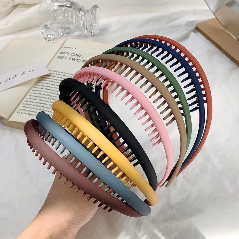 Fashion Simple Hairband Women Morandi Color Hair Comb Belt Press Hair with Teeth Non-Slip Headband Girls Hair Accessories