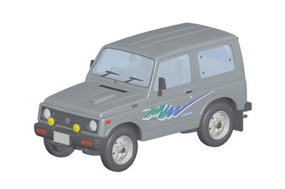 Aoshima Bunka Kyozai Maßstab Rakupla Snap-Bausatz Suzuki JA11 Jimny Anthrazitgrau Metallic Kunststoffmodellbausatz (AOSHIMA) 1/32 Nein. 18-CG Vorgefärbt