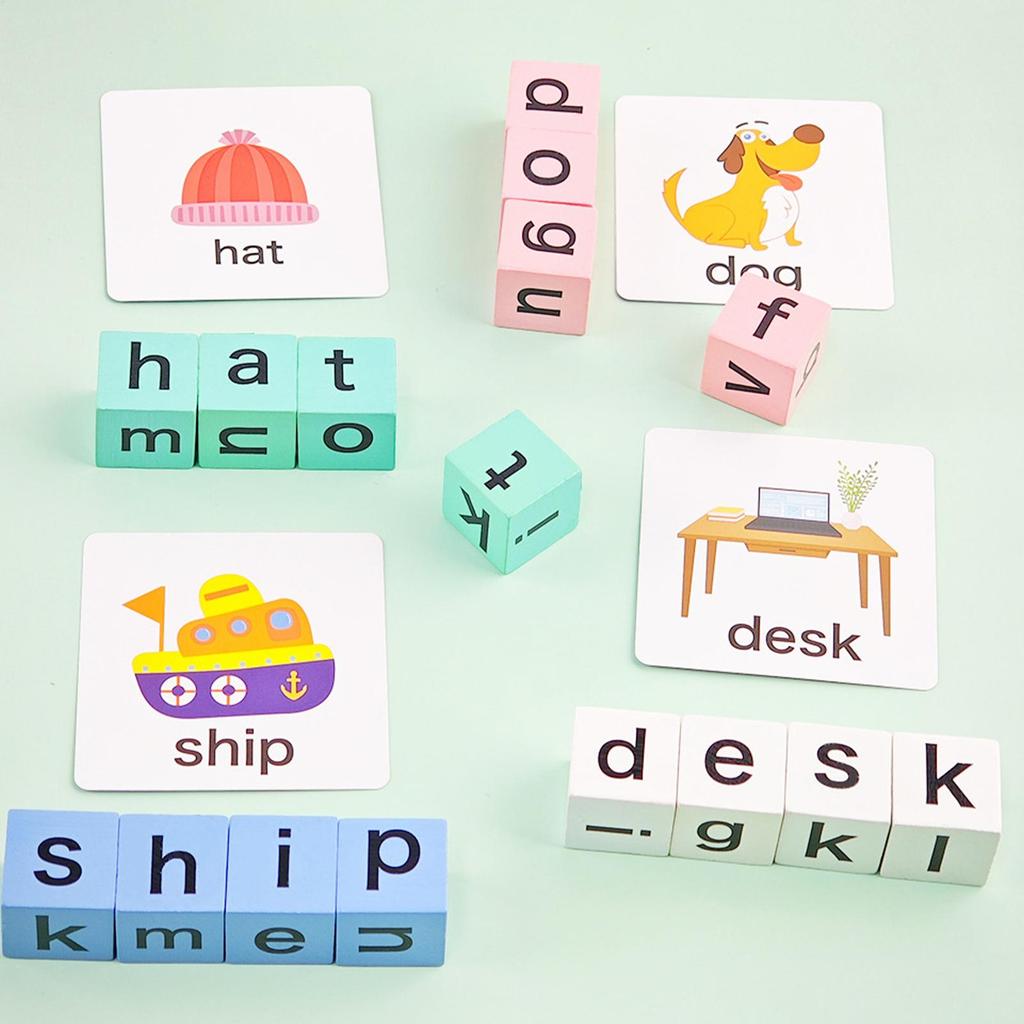 Kids Word Card Games Colorful Educational Preschool Puzzle Playing Toy Spelling Games Card for Home House Kindergarten Classroom
