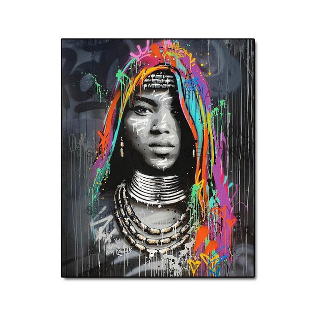 

Граффити африканская женщина портрет холст картины настенные художественные постеры и принты современные картины для гостиной домашний декор Cuadros 30x45cm