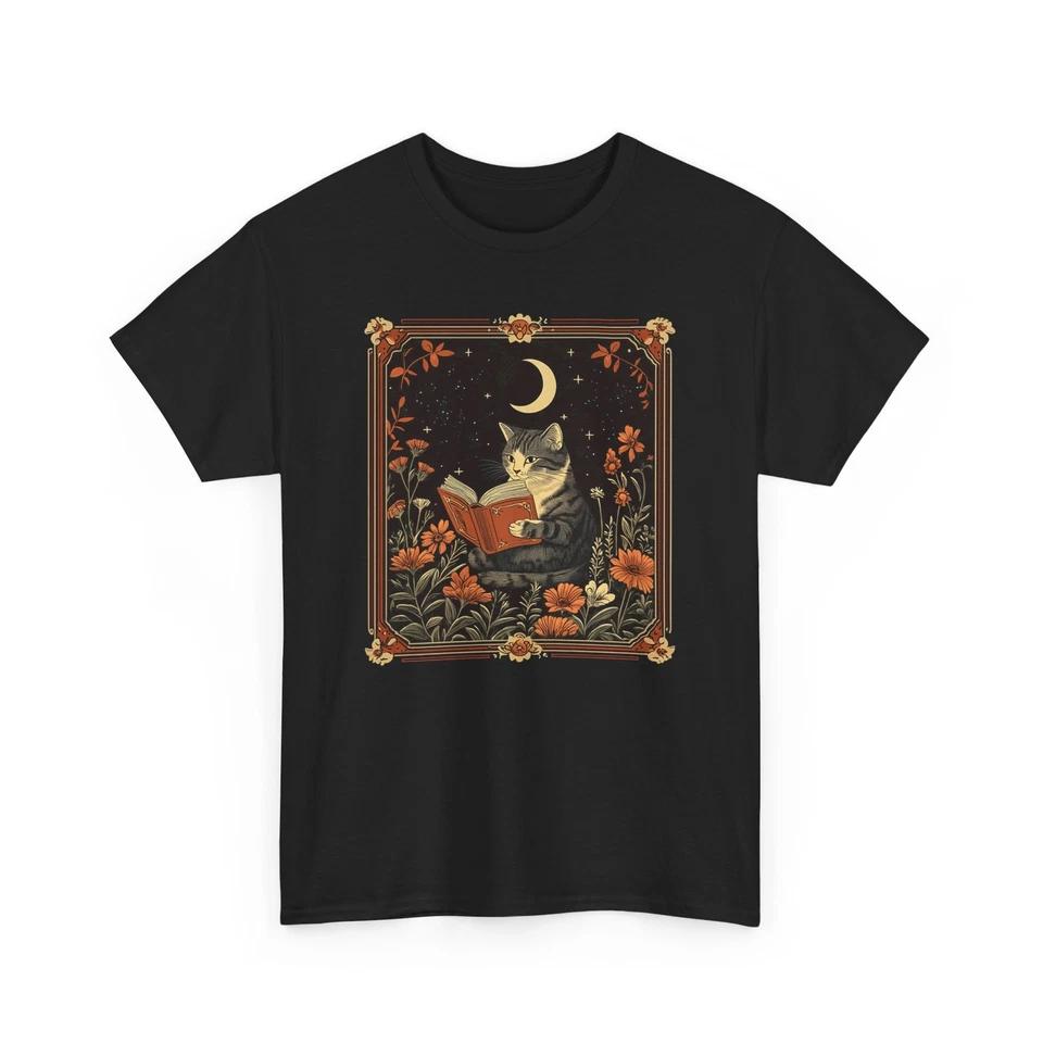 Book Lover T-Shirt | Funny Reading Shirt | Cat Reading a Book Boho T-Shirt 2 2XL