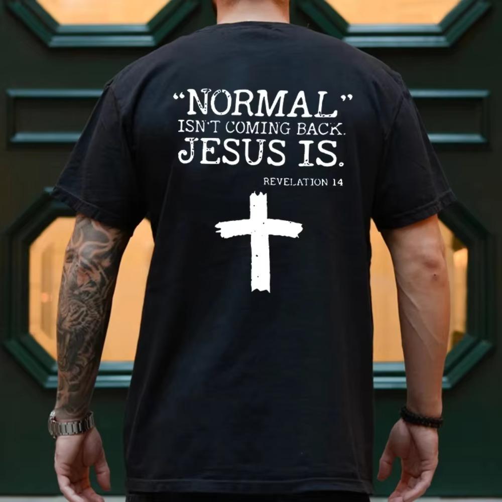 Men Tee Shirt Jesus Christ Back Printing T-Shirt Fashion Graphic Tops Gift for  Jesus Stree