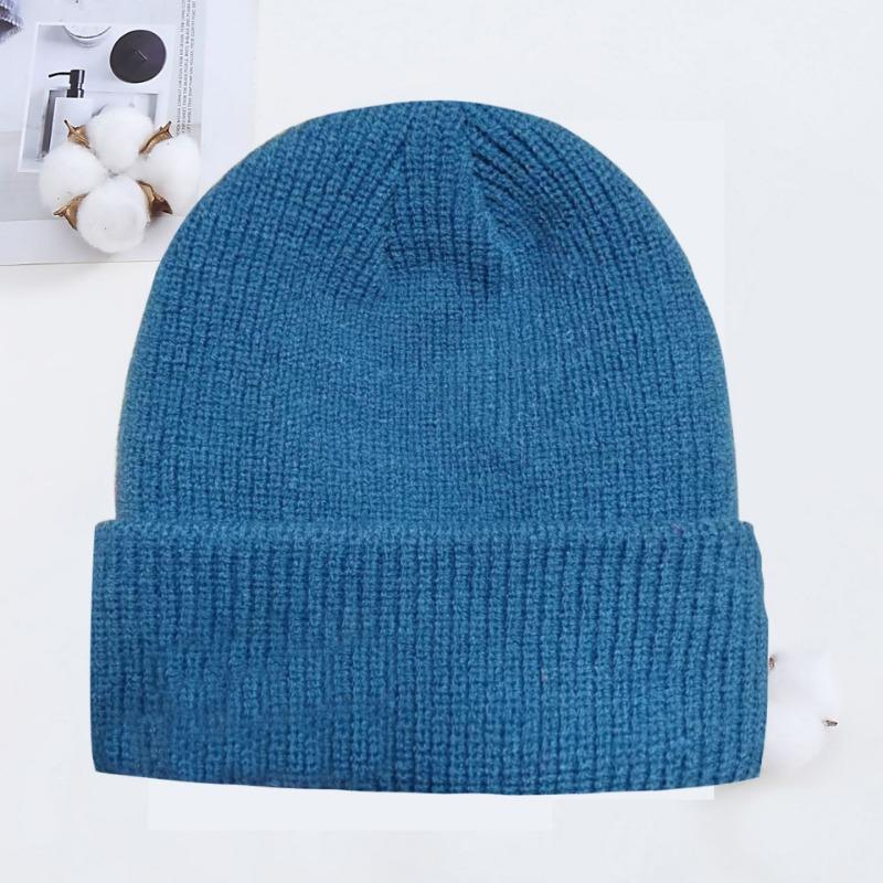 Winter knitted hat embroidered wool hat warm men's and women's simple fashion acrylic pullover hat