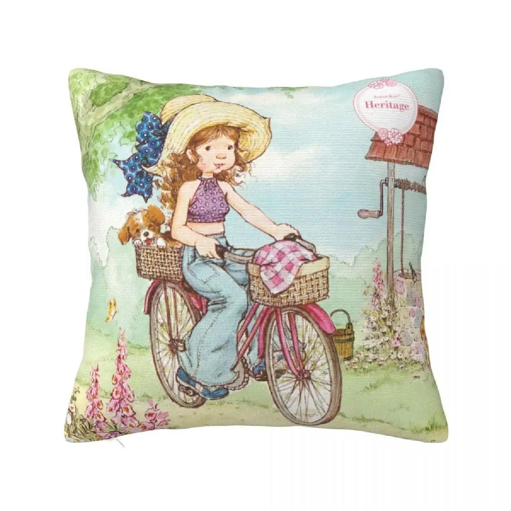 Cute Sarah Kay Girl Pillowcase Accessories Printing Fabric Cushion Decoration Cartoon Country Life Pillow Multi-,(6)