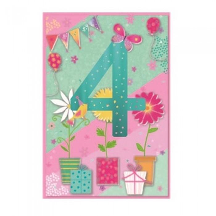 Simon Elvin Juvenile Girl 4th Birthday Greetings Card (Pack of 6)