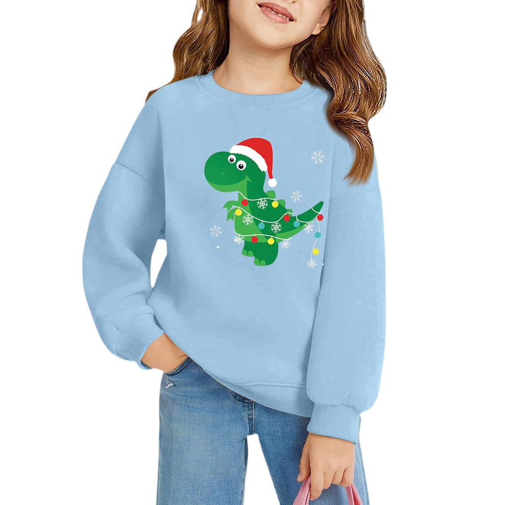 Julegenser for jenter med rund hals til barn, trykte babytopper