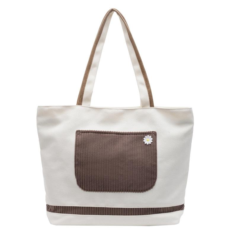 

Корейская версия модной контрастной цветной сумки через плечо женская большая вместительная повседневная простая холщовая сумка для студентов колледжа для занятий, сумка-тоут для компьютера average size