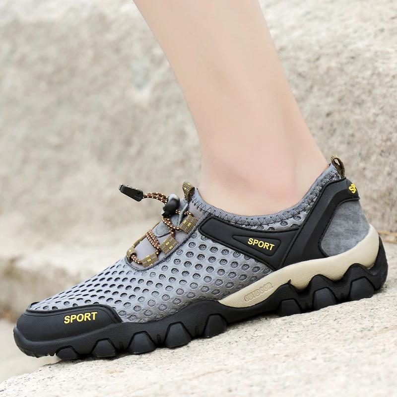 Men Casual Sneakers Breathable Mesh Shoes Mens Non-Slip Outdoor Hiking Shoes Mens Climbing Trekking Shoes Zapatos Hombre Summer