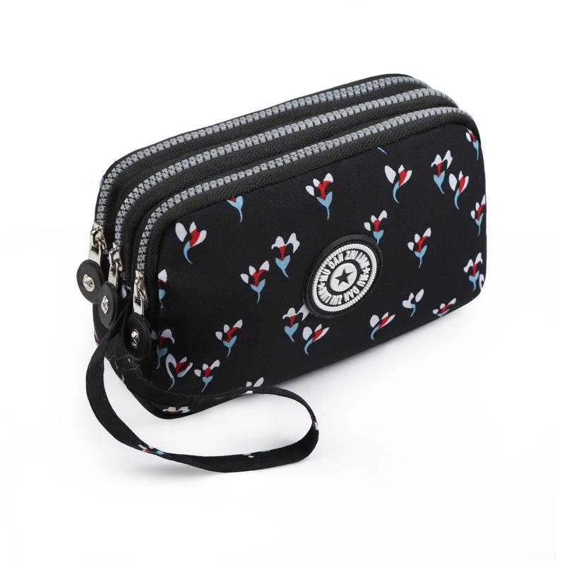 Waschbare Denim Damen Mehrfachfach-Clutch: Münz-, Make-up- und Handyaufbewahrung.