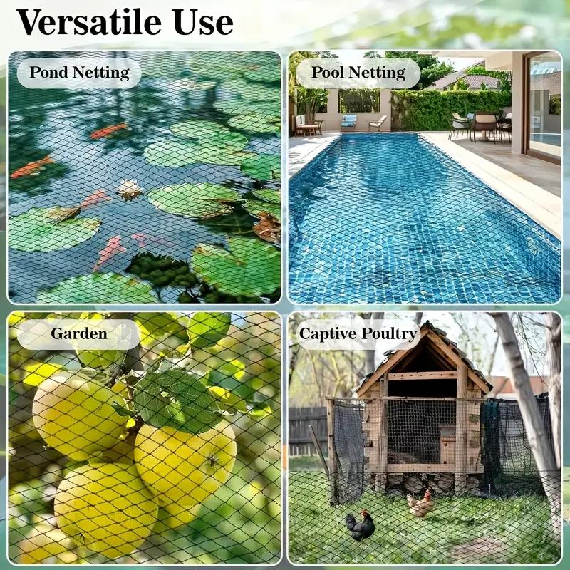 Rete Nera Resistente per Stagno Protezione Foglie e Uccelli Copertura in Rete di Plastica per Stagni di Pesci Fioriere Paesaggistica Decorazione Giardino Esterno