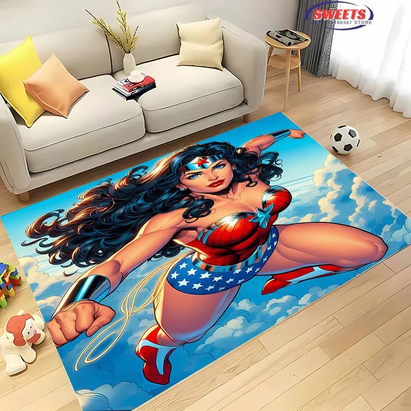 DC Wonder Woman Area Carpet,Living Room Bedroom Children's Room Sofa Mat,Four Seasons Available Doormat Floor Anti-slip Rug,Gift