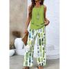 New spot European and American women's clothing hot-selling sleeveless double-layer vest pants set T-shirt