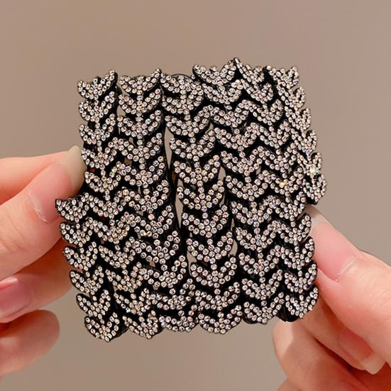 3/4Pcs Retractable Pocket Headbands Non-Slip Portable Telescopic Hair Hoops Rhinestones Wheat Decor Foldable