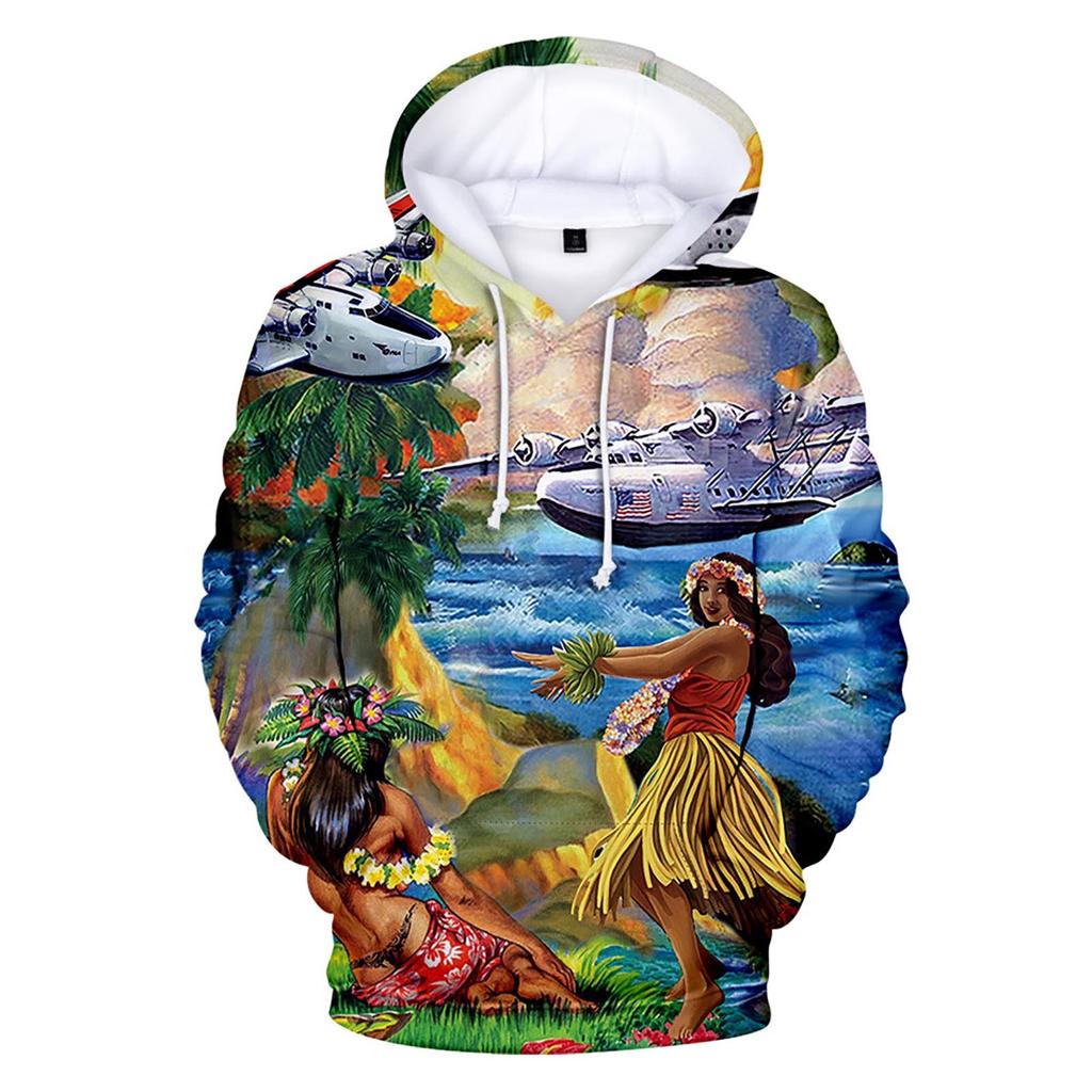 Sweater met capuchon en lange mouwen met print voor heren en dames in de lente en de herfst