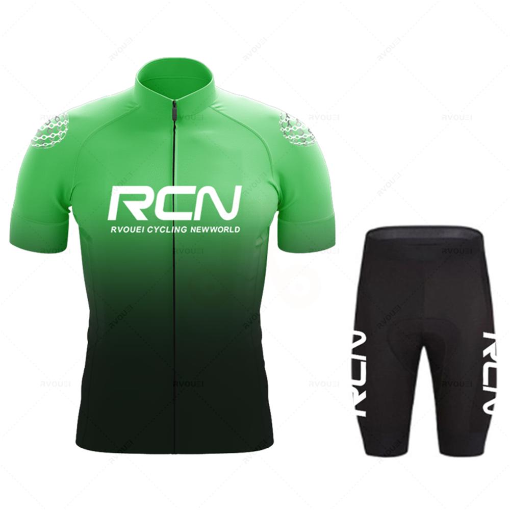 Rcn Summer Mens Short Sleeve Cycling Jersey Sets Skinsuit Maillot Ropa Ciclismo Bicycle Clothing Bike Shirts Bicycle Mtb Jersey