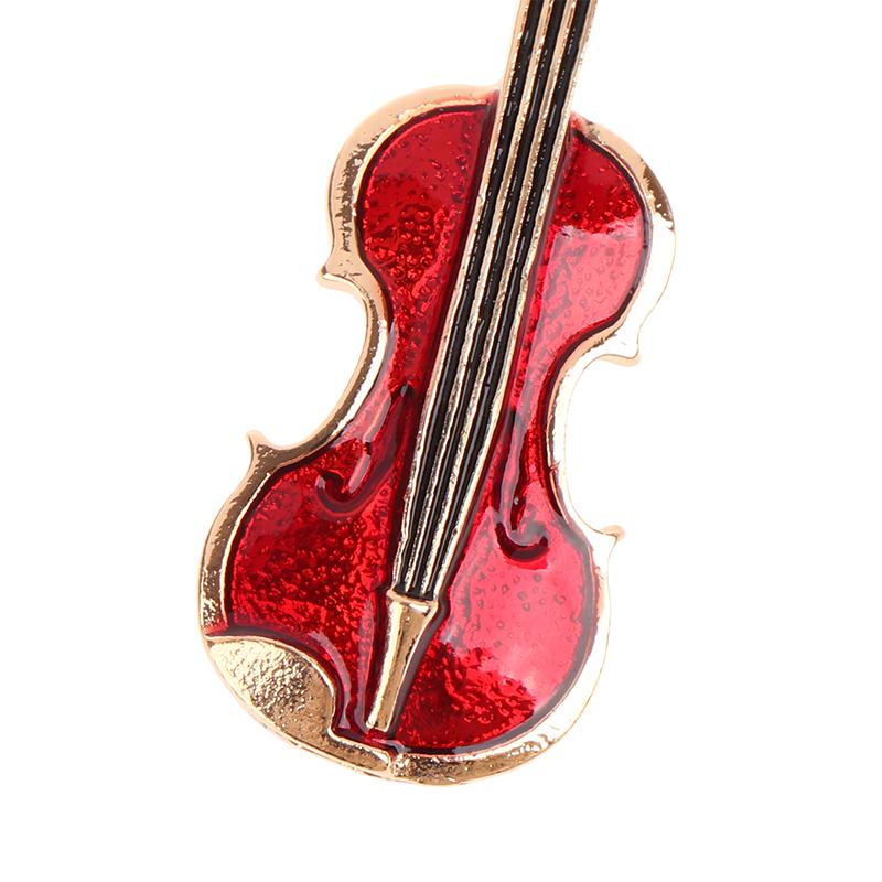 1ks Elegantní červené housle Pins Brože Lady Instruments Brož Šperky