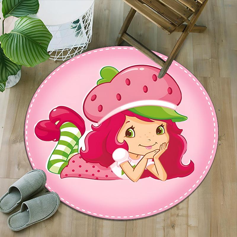 1pc Princess Strawberry11 Carpet, Round Rug, Comfortable, Suitable for Entryways, Living Rooms, Office, And Bedrooms, Christmas Decoration