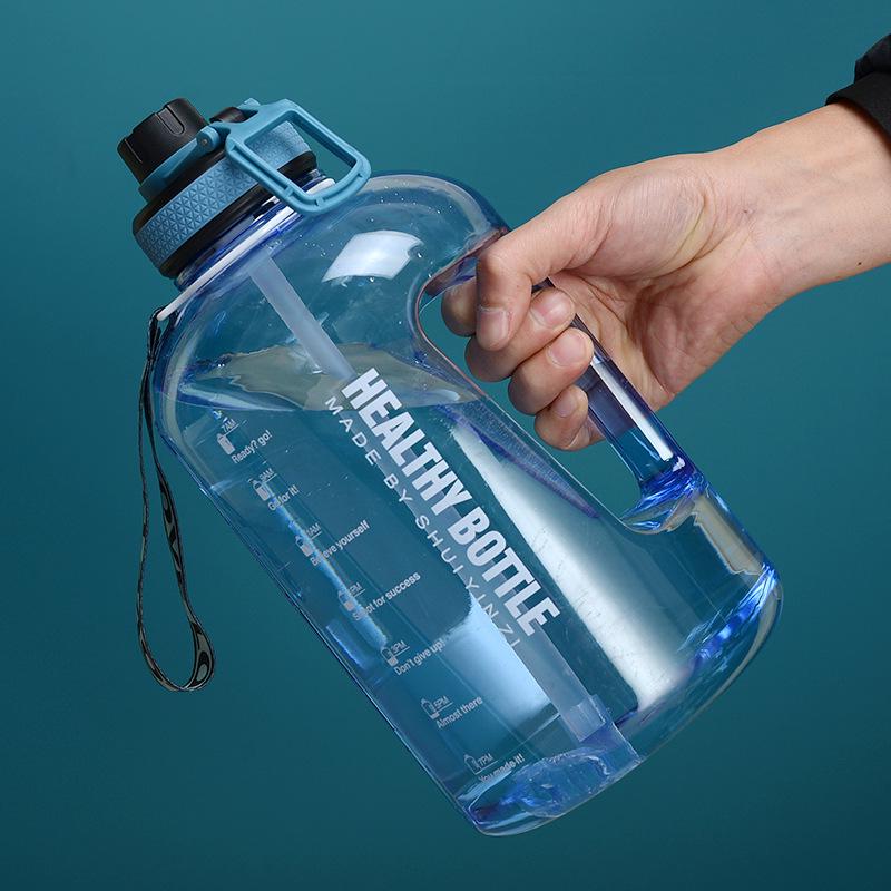 2.2L Internet Celebrity Sports Water Bottle - High Capacity, Durable Plastic with Straw