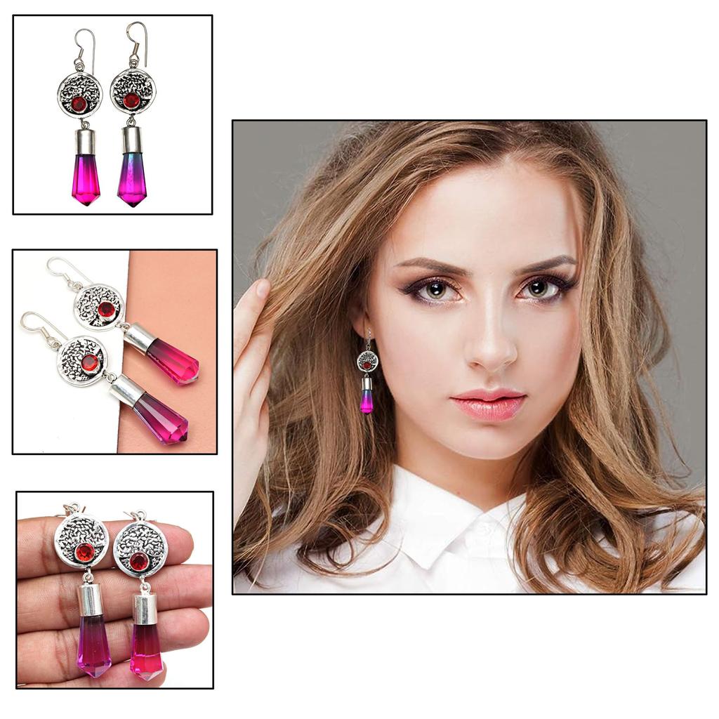 Green Tourmalinne Gemstone Mother's Day Silver Jewelry Pendant Earring Set