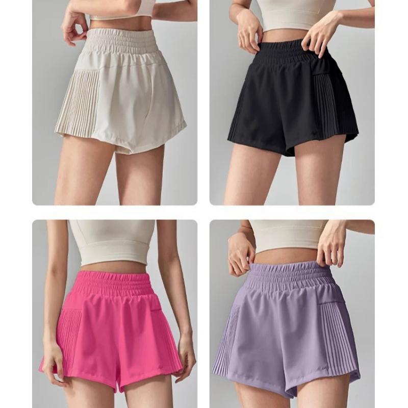 Women's Summer Sports Shorts High Waist Anti-exposure Running Training Pilates Fitness Pleated Skirt Quick-drying Yoga Shorts