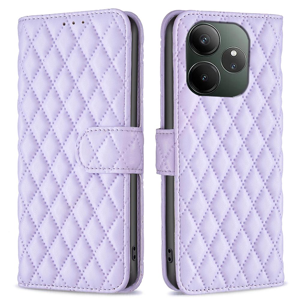 Für Realme GT 6 5G/GT 6T 5G Lederhülle Rauten-Handyhülle