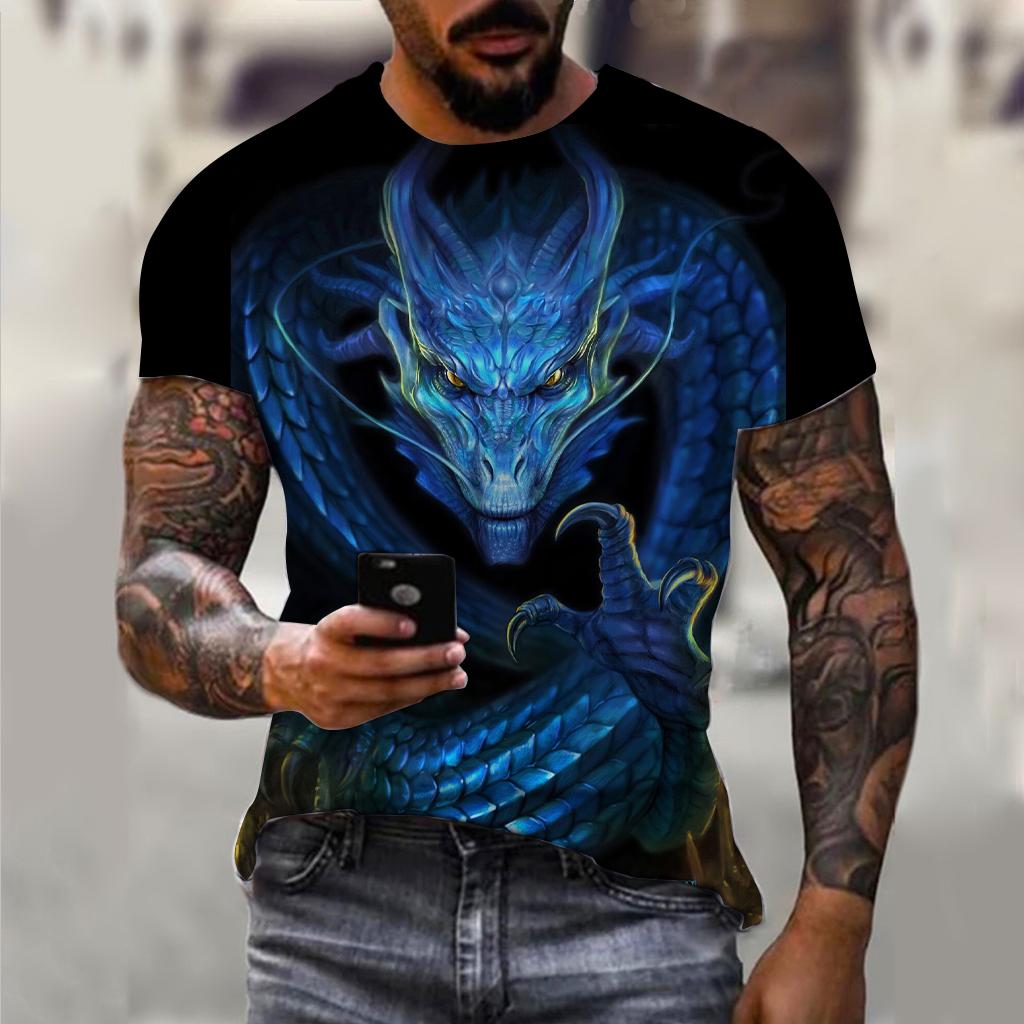 Men's T-Shirt For Men Clothing Unisex Dragon Graphic 3D Print Summer Top O-neck Short Sleeve Fashion Casual Tee Shirt Streetwear