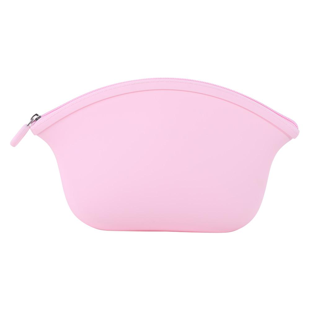 

Waterproof Silicone Cosmetic Bag Candy Color Large-Capacity Wash Storage Bag Space Saving Coin Purse Make Up Pouch Students розовый