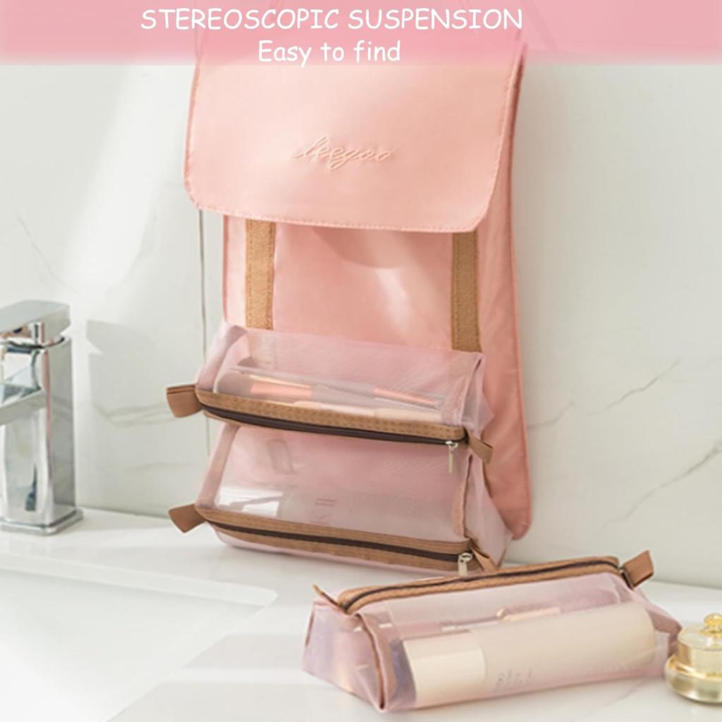 Detachable Cosmetic Bag Portable Large Capacity 4 In 1 Makeup Bags Portable Folding Travel Cosmetics Storage Toiletry Bag