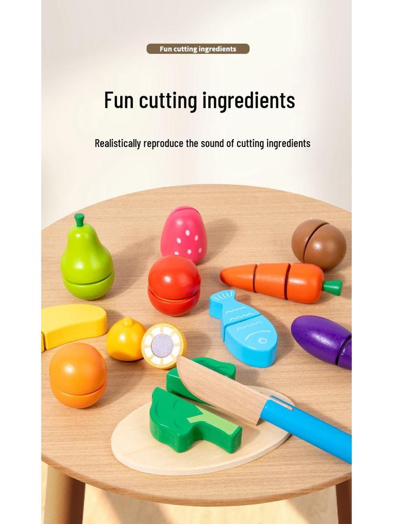 Wooden Fruit & Veggie Cutting Set for Kids' Kitchen Role Play