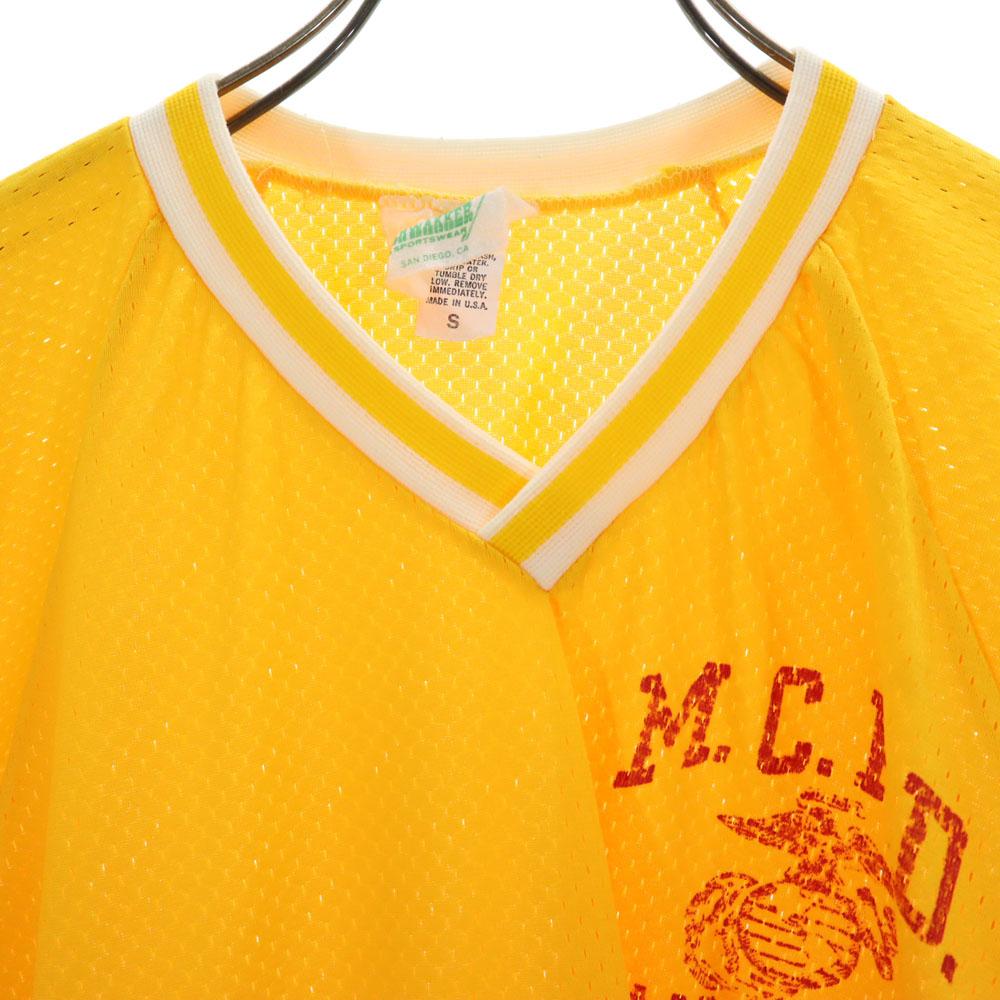 BUSHWAKKER 80s Made in USA Vintage Short sleeve V-neck mesh T-shirt S Men's Used