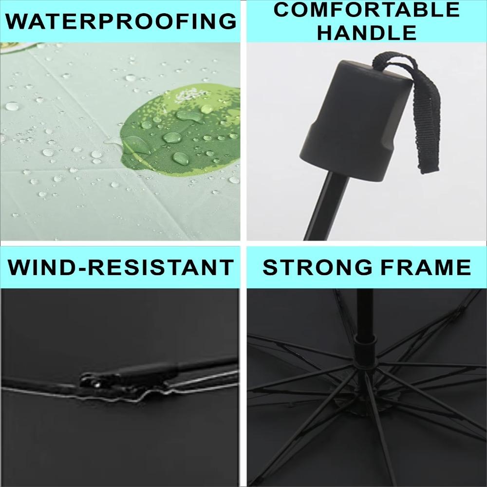 Windproof Fruit Print Umbrella Black Rubber Handle Sun Umbrella UV Protection Umbrella Outdoor Use
