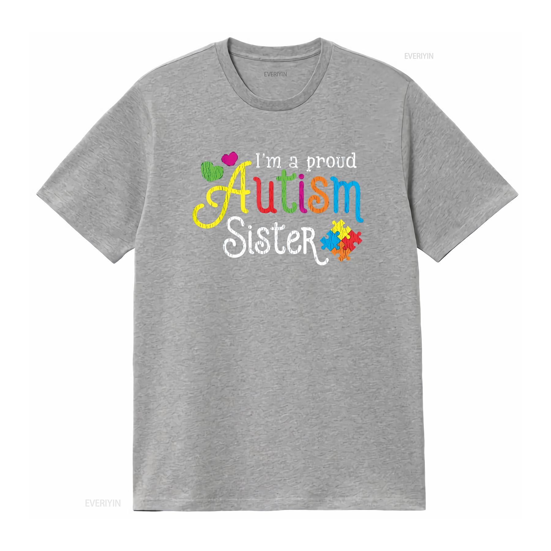 I Am A Proud Autism Sister Brother Autistic Kids Awareness T Shirt vintage Washed graphic Slightly Soft homme S