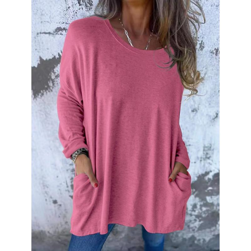 IHUASU Women's Fashion Casual Long Sleeve Autumn Winter O-Neck Blouses & Shirts Elegant