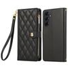 For Samsung Galaxy A16 4G/5G/A26 5G Case Multi Card Slots Zipper Rhombus Leather Phone Cover with Wrist Strap