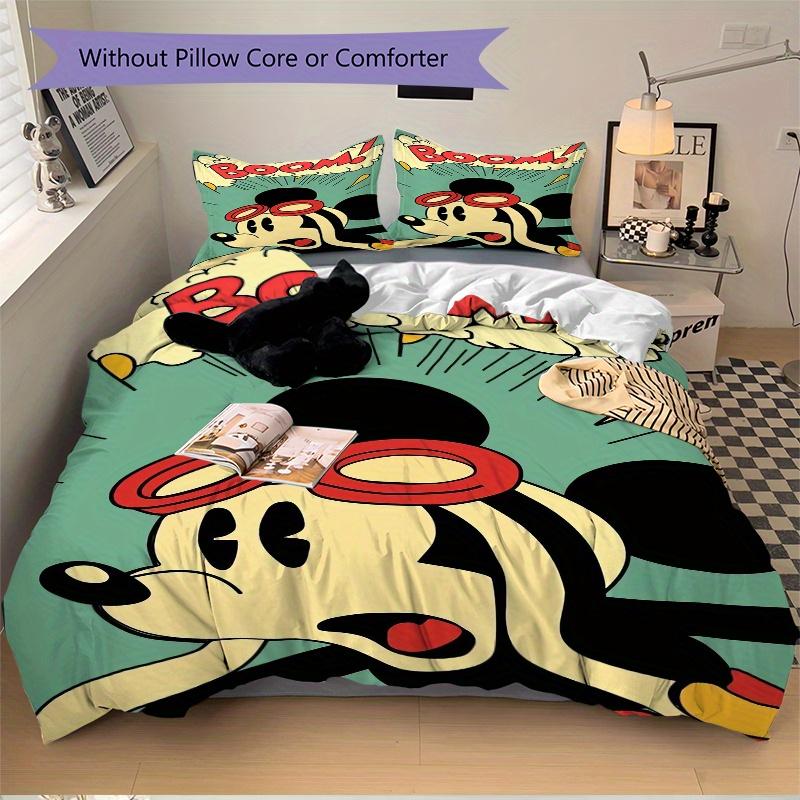 3pcs Mickey Mouse Goggles BOOM Bedding Set - Includes Quilt Cover and Pillowcases, Suitable for All Seasons, Machine Washable - Ideal Gift for Fa