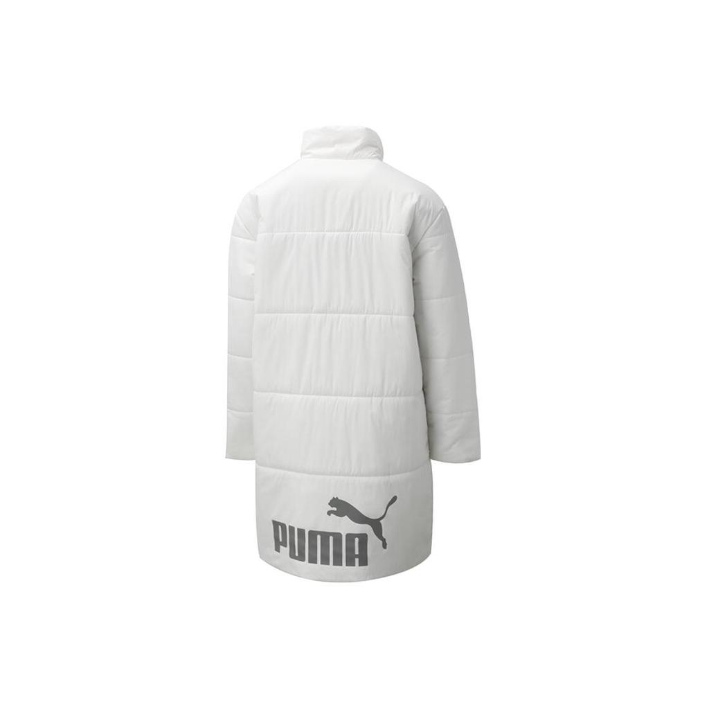 Puma Large Logo Windbreaker Long Casual Sports Warm Cotton Jacket Women Jacket White 585092-05