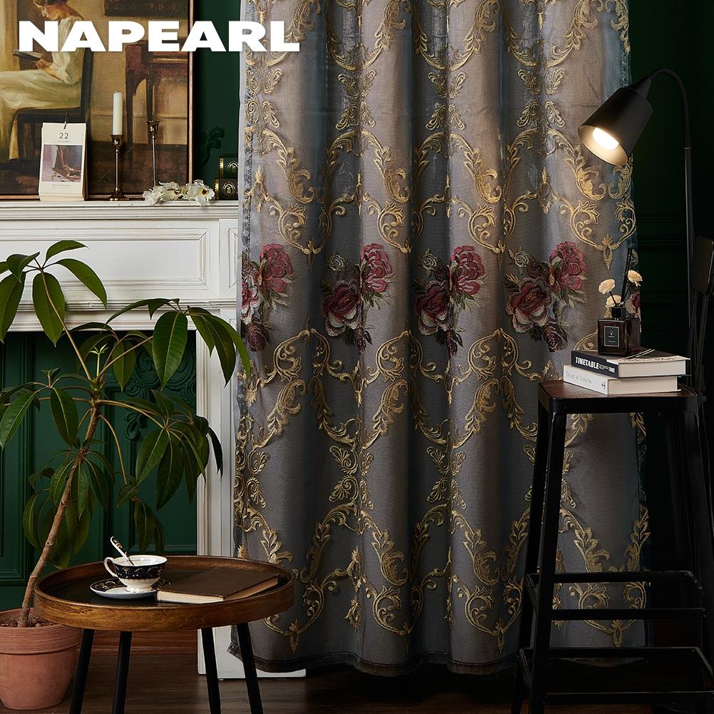 סט וילונות נאפרל אופנתיים באיכות גבוהה, אקזוטיים, יוקרתיים, שכבה כפולה, רקומים, לסלון, לחלונות, וילונות פאנל לקישוט