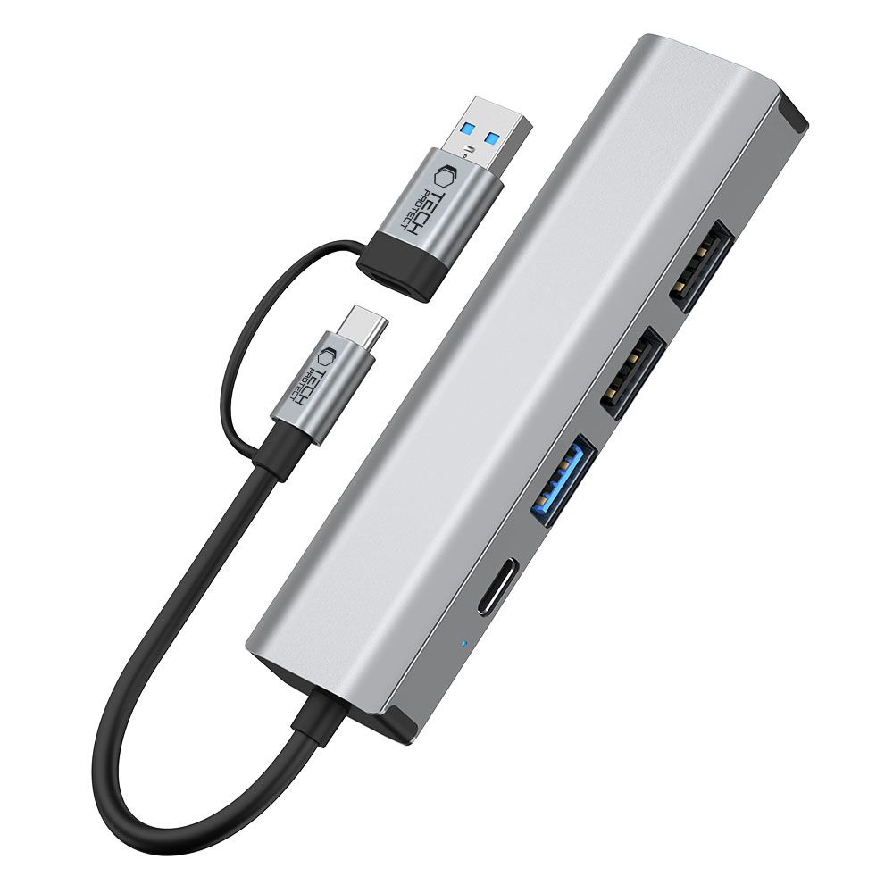 Tech-Protect Hb03 Hub Adapter 5In1 Type-C + Usb2.0 + Usb3.0 + Rj45 Space Grey