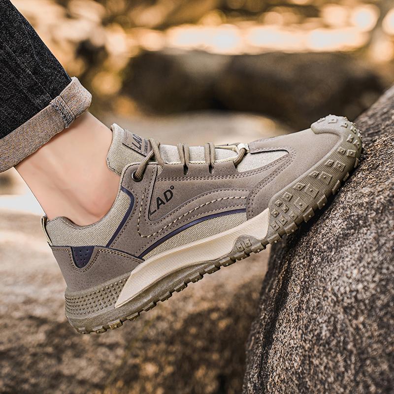 Modne Wiosenne Casualowe Sneakersy Męskie Retro Sportowe Sznurowane Gruba Podeszwa Odporne na Ścieranie Odzież Robocza Trend Modowy Outdoorowe Buty Górskie