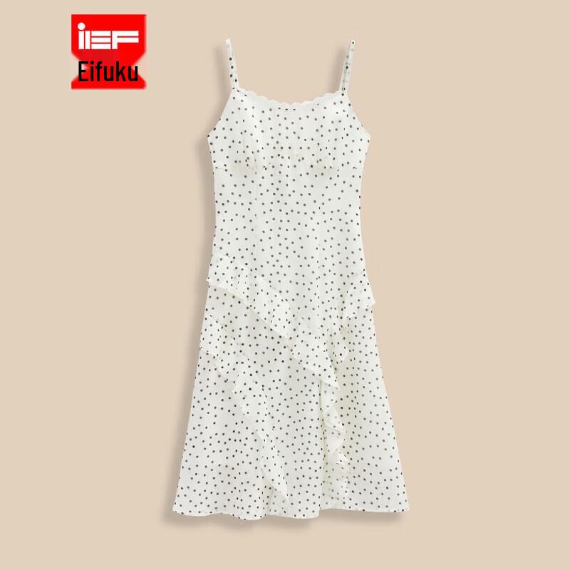 IEF 2026 Summer Petite French Polka Dot Midi Dress S